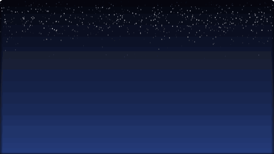 濃紺から青へのグラデーションの上で、細かい星の粒がまたたくアニメーション
